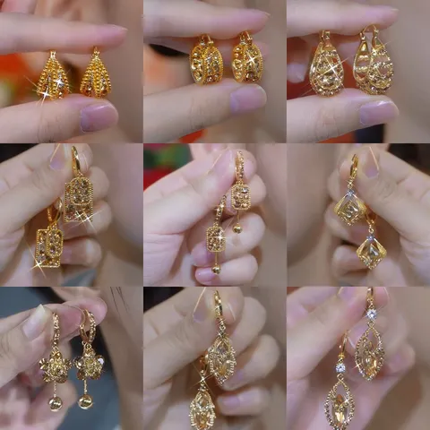 Vintage Maillard Coffee Earrings For Women Gold Plated Alloy Rhinestone Leaf Tassel Stud Earrings Luxury Fashion Jewelry Accessories