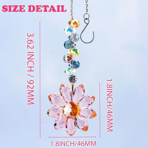 Sunflower Suncatcher Crystal Glass Pendant Faceted Flower Window Hanging Ornament For Garden Home Decor Gift
