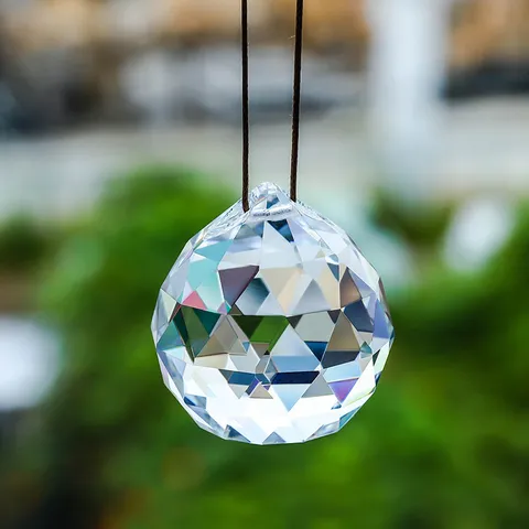 Colgante de Bola de Prisma de Cristal Transparente Facetado Atrapasol Para Accesorios de Iluminación de Araña Decoración de Boda y Fiesta en el Hogar Ornamento de Cristal Geométrico