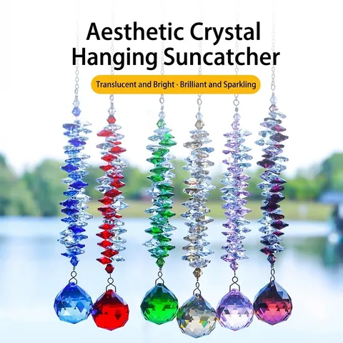 Cristal Suncatcher Prisme Pendentif Machine à Arc-en-Ciel Facetté Géométrique Décoration Suspendue pour Maison Fenêtre Jardin