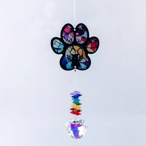 Πολύχρωμο Cat Paw Suncatcher Crystal Κρεμαστό Διακοσμητικό Για Κήπο Εξωτερικό Ουράνιο Τόξο Πρίσμα Καρδιά Μενταγιόν Διακόσμηση Σπιτιού