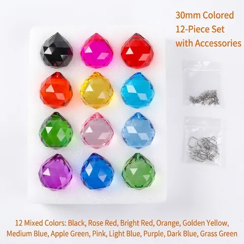 Colgantes de Prismas de Candelabro de Bola de Cristal Blanco Multicolor Facetado Atrapasol Adornos de Bola de Vidrio Para Decoración Del Hogar Accesorios de Iluminación