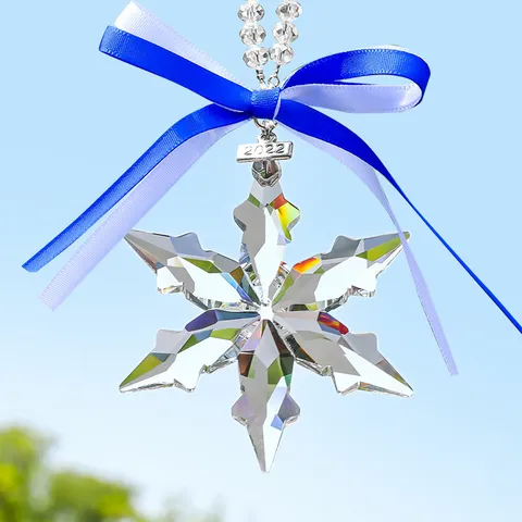 Crystal Snowflake Car Pendant Hanging Ornament Multi-cut Glass Car Interior Decor Mirror Hanging Charm Gift