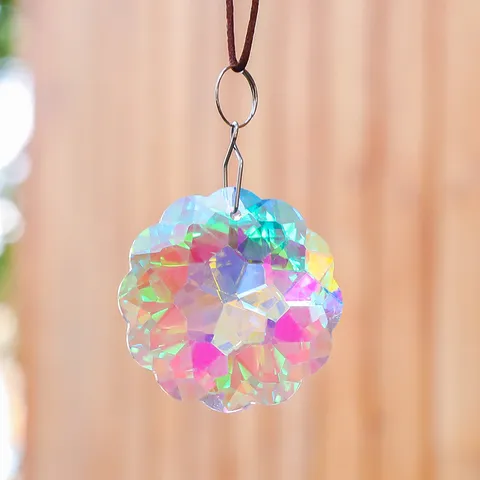 Irisierend Bergkristall Sonnenfänger Hängendes Ornament Facettiert Glas Mond Blumen Anhänger Für Fenster Garten Deko Regenbogenmacher