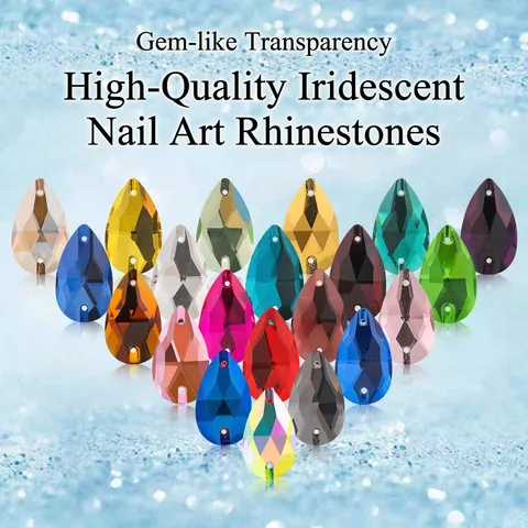 Flache Rückseite Tränenform Aufnähen Strasssteine Doppeloch Glas Kristall Steine Für DIY Handwerk Kleidung Schuhe Schmuck Zubehör Materialien