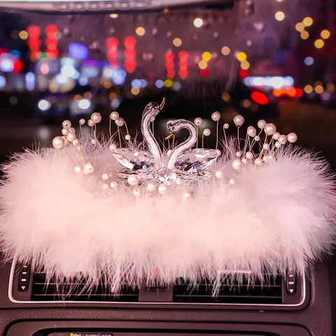 Kristall Schwan Auto Armaturenbrett Ornament Strass Feder Autoinnenraum Dekoration Kreatives Geschenk Glas Tischdekoration