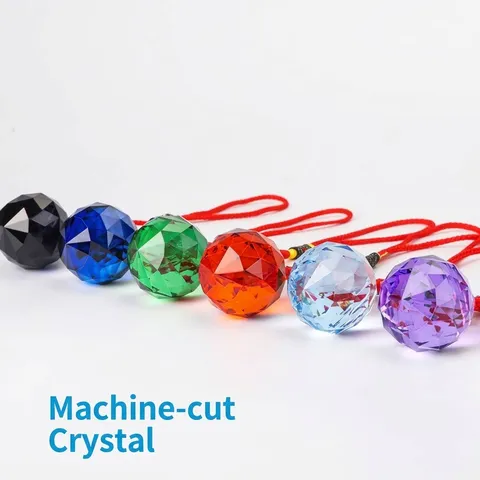 Faceted White Crystal Ball Hanging Ornament Colorful Rope Chinese Knot Sun Catcher Prism For Lighting Curtain Home Decor Wedding Decoration