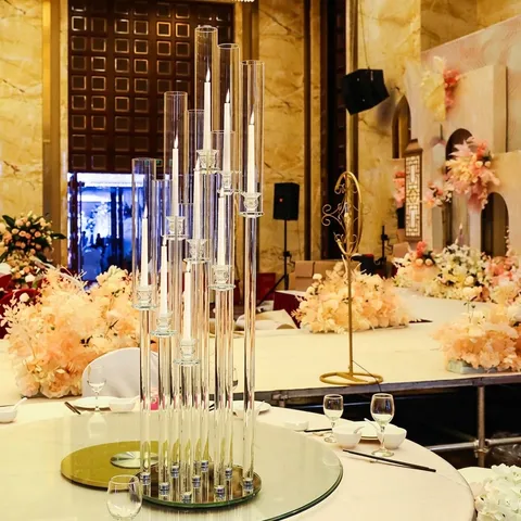 9-Arm Spiral Crystal Candelabra Wedding Table Centerpiece Luxury Glass Candle Holder For Taper Candles Event Home Decor
