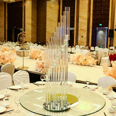 9-Arm Spiral Crystal Candelabra Wedding Table Centerpiece Luxury Glass Candle Holder For Taper Candles Event Home Decor
