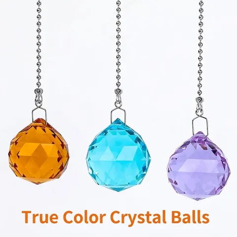 Multifaceted Artificial Crystal Ball Chandelier Pendant Suncatcher Hanging Ornament With Metal Bead Chain For Home Wedding Decor