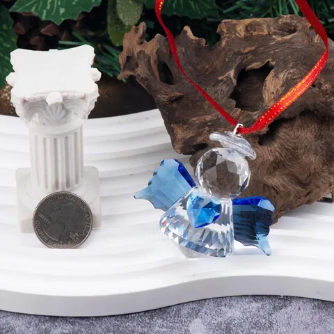 Faceted Artificial Crystal Angel Heart Suncatcher Hanging Ornament For Christmas Tree Window Home Decor Gift Pendant