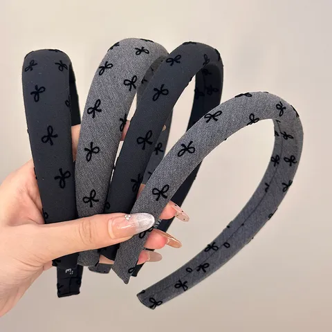 Serre-tête Rembourré Minimaliste avec Nœud pour Femmes en Polyester Motif Cœur Pois Accessoires Cheveux Élégants