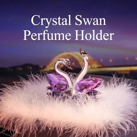 Creative Crystal Double Swan Car Ornament Heart-Shaped Interior Decor Rhinestone Fragrance Base Seat For Women Men Gift