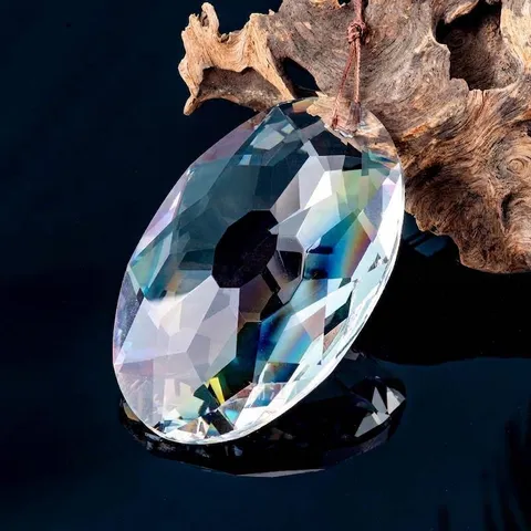 Crystal Sun Catcher AB Color Glass Prism Pendant For Garden Window Home Hanging Decor Modern Faceted Egg Shape Prism Hanging Ornament