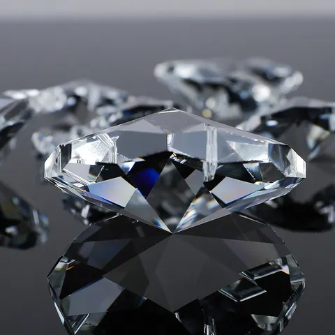 Crystal Octagon Beads Clear Glass Chandelier Pendants Curtain Hanging DIY Jewelry Making Accessories