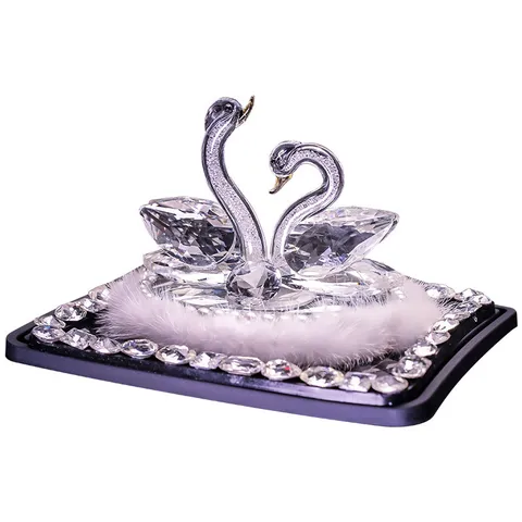 Crystal Swan Car Ornament Sparkling Rhinestone Perfume Holder Cute Animal Dashboard Decor Interior Accessories