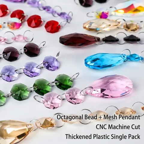 Catena di Perle in Vetro di Cristallo Perline Ottagonali Con Ciondolo a Goccia per Decorazioni di Matrimoni Feste Accessori per Lampade Decorazioni Pendenti in Cristallo Colorato