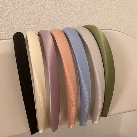 Serre-tête en Satin Chic Français Bandeau Mince Rembourré Élégant Serre-tête en Satin de Couleur Unie pour Femmes Accessoires de Cheveux Quotidiens