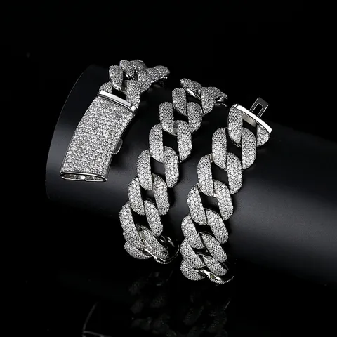 Collar de Eslabón Cubano para Hombre Hip Hop de Cobre con Circonia Cadena Gruesa con Diamantes Oro Plata Joyería Street Style