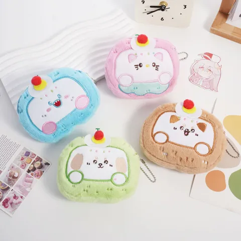 Portamonete in Peluche a Forma di Torta di Animali Cartone Animato Mini Borsa Portaoggetti Portachiavi per Donne Studenti Portafoglio Dolce