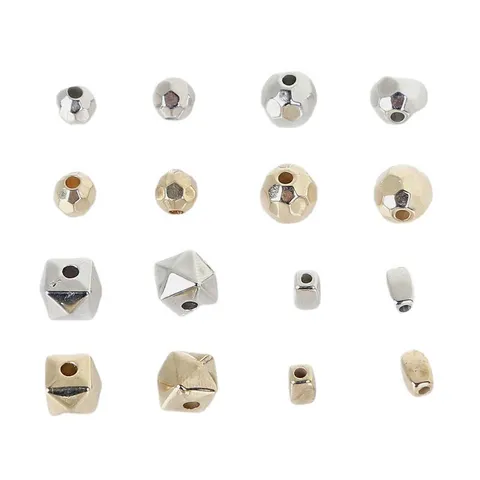 Electroplated Plastic CCB Spacer Beads For DIY Jewelry Making Square Geometric Faceted Round Loose Beads For Earring Bracelet Necklace Craft Accessories
