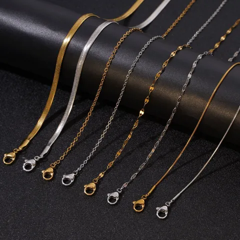 304 Stainless Steel Chain Necklace For Jewelry Making Findings Cross Blade Snake Lip Link Chain Women Men Minimalist Necklace