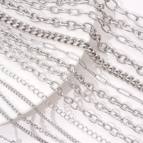 Stainless Steel DIY Chain Accessory For Jewelry Making Threaded Cross Water Wave Chain For Bracelet Necklace Handcraft