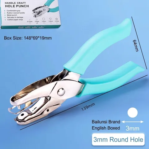 Manueller Einlochlocher Mit Gummiertem Ergonomischem Griff Für DIY-Papierbasteln Perlen Handgefertigtes Werkzeug Blau Rosa