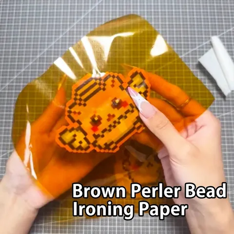 Papier à Repasser Résistant à la Chaleur pour Perler Beads Outil de Bricolage Effet Miroir Brillant Film Protecteur Ambre Translucide