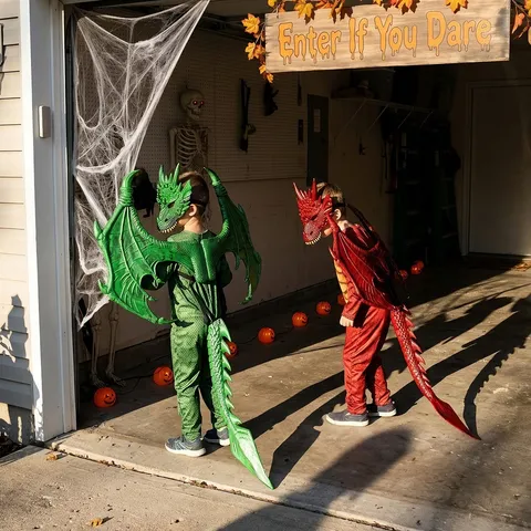 Halloween Dragon Costume Props For Kids Role Play PU Mask Wings Tail Set Fantasy Party Dress Up Accessories