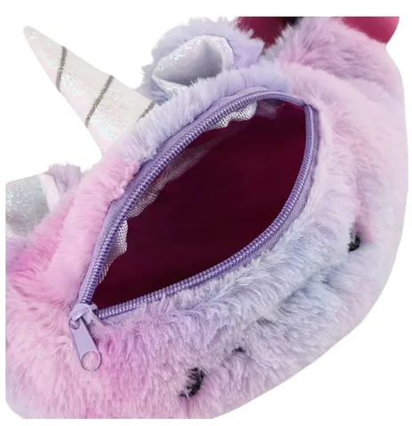 Cute Kids Unicorn Plush Waist Bag Purple Gradient Cartoon Fanny Pack For Girls Adjustable Crossbody Chest Bag Kids Gift
