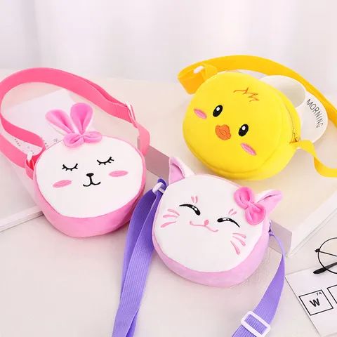 Simpatica Borsa a Tracolla in Peluche con Animali Cartoni Animati per Bambini Ragazzi Ragazze Piccola Borsa a Spalla Regalo Asilo Nido Borsa Ricamata