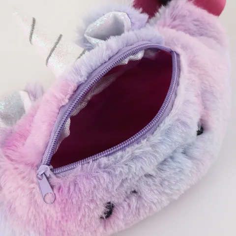 Cute Kids Plush Unicorn Waist Bag Colorful Rainbow Animal Belt Bag For Girls Children Crossbody Chest Pouch Travel Outdoor Pack