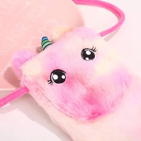 Kids Unicorn Plush Shoulder Bag Cute Cartoon Crossbody Bag For Girls Rainbow Pony Coin Purse Mini Messenger Bag