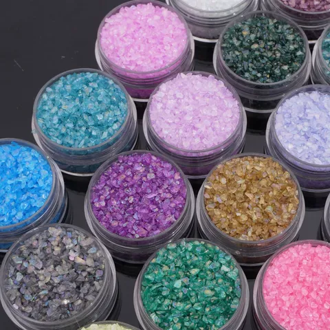 AB Iridescent Glass Crushed Stone Irregular Glass Beads For DIY Handmade Jewelry Bracelet Necklace Filling Craft Accessories