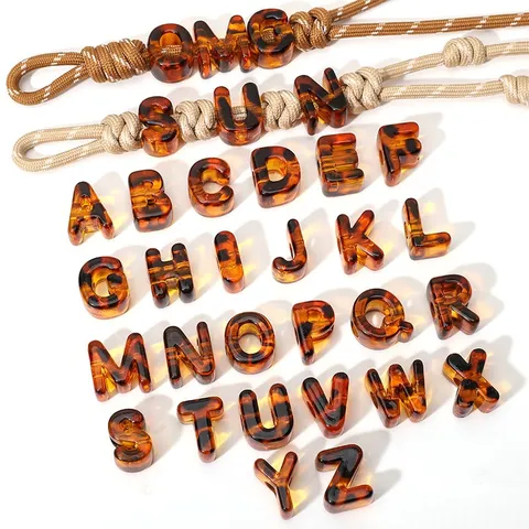 Acryl Leopardenmuster Bernstein Buchstaben Perlen Großloch Alphabet Lose Perlen Für DIY Telefon Kette Schmuck Zubehör