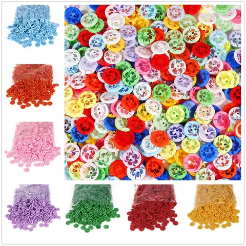 Transparent Resin Flower Buttons Five Petal DIY Craft Buttons Sewing Accessories Colorful Decorative Buttons For Clothes Arts Crafts
