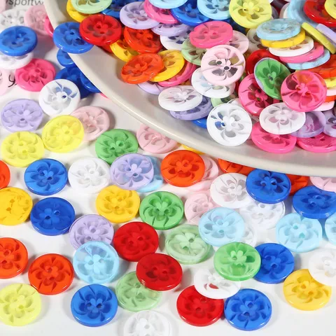 Transparent Resin Flower Buttons Five Petal DIY Craft Buttons Sewing Accessories Colorful Decorative Buttons For Clothes Arts Crafts