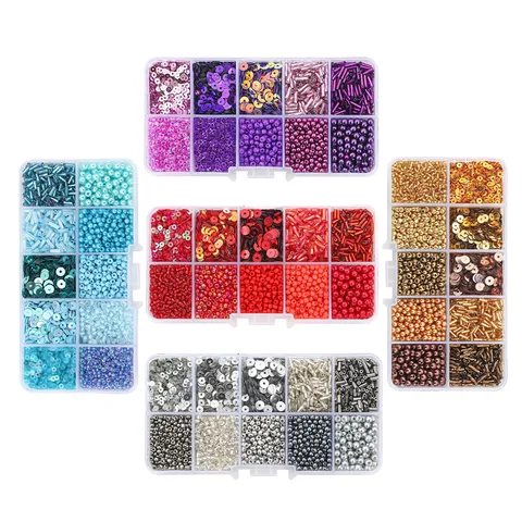 DIY Seed Beads Sequins Glass Beads Kit Jewelry Making Accessories Handmade Craft Clothing Embroidery Material Mix