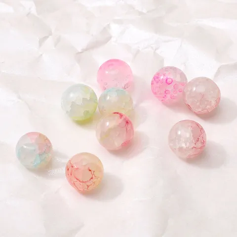 Glass Crackle Round Beads For Jewelry Making DIY Bracelets Necklaces Double Color Burst Pattern Loose Beads Accessories