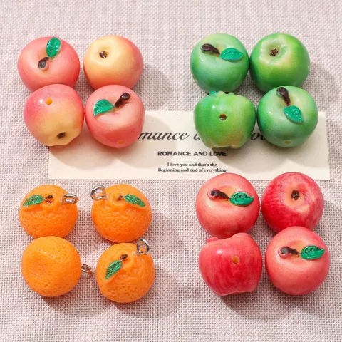 Colgantes de Resina de Frutas de Simulación Manzana Fresa Naranja Mangostán Arándano Tomate Cuentas para Fabricación de Joyería DIY Accesorios Hechos a Mano