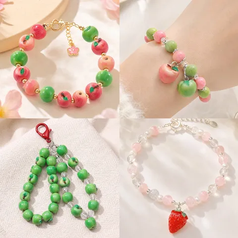 Colgantes de Resina de Frutas de Simulación Manzana Fresa Naranja Mangostán Arándano Tomate Cuentas para Fabricación de Joyería DIY Accesorios Hechos a Mano