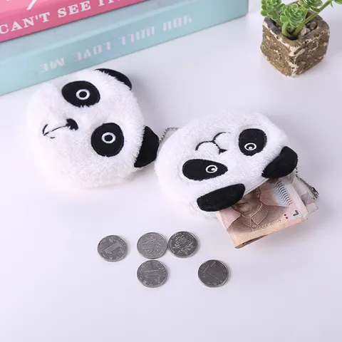 Cartone Animato Carino Portamonete di Peluche Animale Poliestere Mini Portafoglio Bambini Rotondo Panda Gatto Coniglio Custodia Auricolari