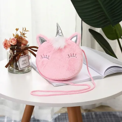 Simpatica Borsa a Tracolla in Peluche a Forma di Unicorno per Bambine Mini Borsa a Tracolla a Forma di Animale