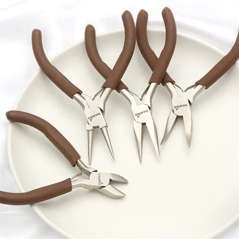 Jewelry Pliers For DIY Crafting Multi Functional Round Nose Pliers Mini Beading Wire Wrapping Tools Brown Handle Pliers