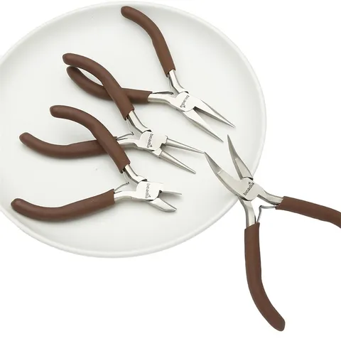 Jewelry Pliers For DIY Crafting Multi Functional Round Nose Pliers Mini Beading Wire Wrapping Tools Brown Handle Pliers