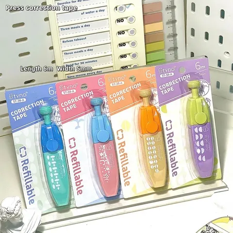 Nastro Correttore a Penna a Scatto Ricaricabile Cancelleria in Plastica Forniture per Correzione Scuola Ufficio per Uso Quotidiano