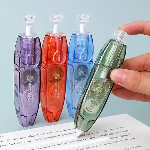 Cinta Correctora Tipo Pluma de Clic Recargable Transparente Silenciosa Papelería Cinta Correctora para Estudiantes Escuela Oficina