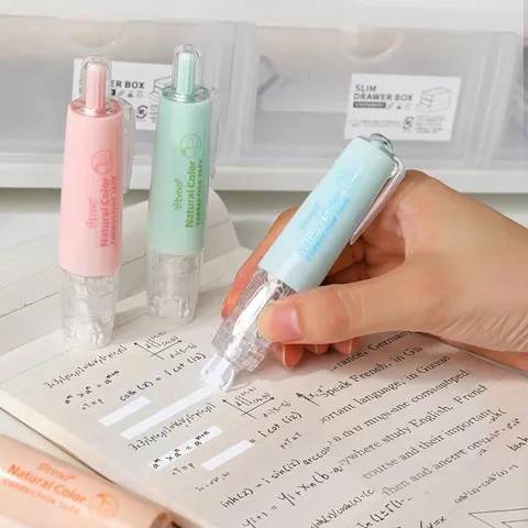Cinta Correctora Retráctil Giratoria Tipo Pluma Película PET Para Estudiantes Escuela Oficina Escritura Corrección Papelería Reescritura Suave