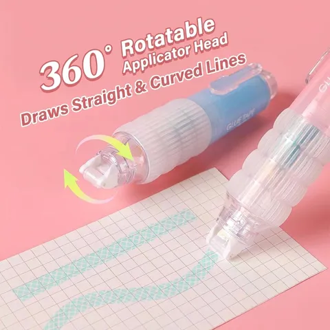 Press Type Double Sided Glue Tape Refillable Dot Adhesive Pen For Scrapbooking DIY Craft School Office Stationery